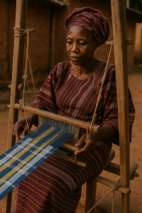 Aso Fabric being woven by the Yoruba tribe in Nigeria
